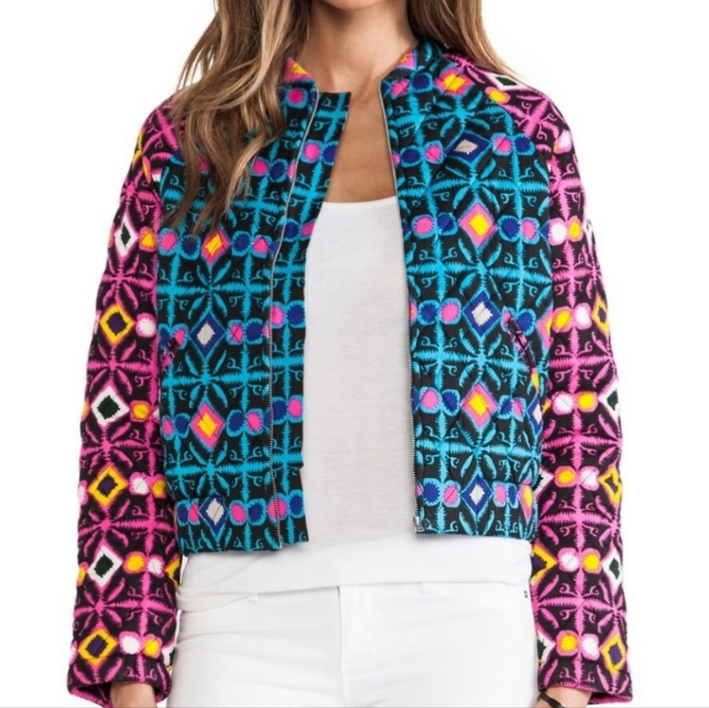 Mara Hoffman Quilted Bomber Jacket, Sz M, HTF Featured in Vogue